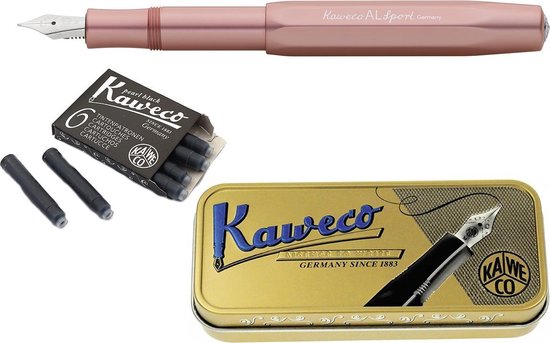 Kaweco Cadeauset Vulpen AL Sport Rose Gold Vulpen in vintage blik - Fijn