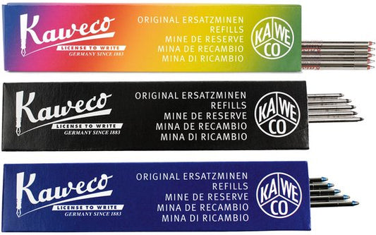 Kaweco - Balpenvullingen - 3 doosjes - Refill D1 MEDIUM - Black, Blue and Red 1.0 M, 5 pcs in box