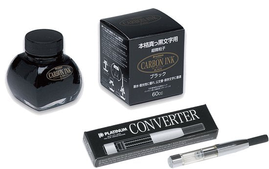 Platinum Japan - inktpotje - Vulpeninkt - potje vulpeninkt - Zwart - Carbon inkt + Converter Silver 700