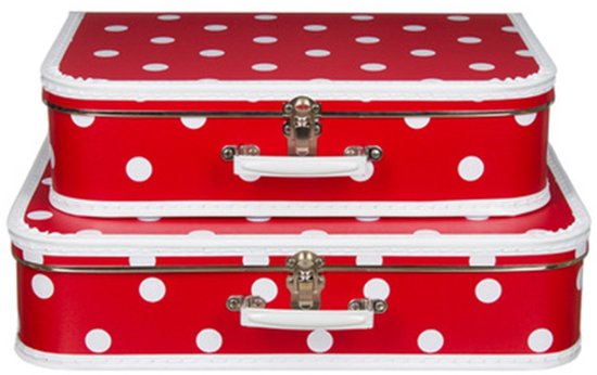 Kofferset - 2 koffers - 40-45cm - Rood Polkadot