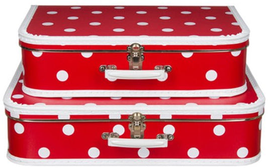 Kofferset - 2 koffers - 40-45cm - Rood Polkadot