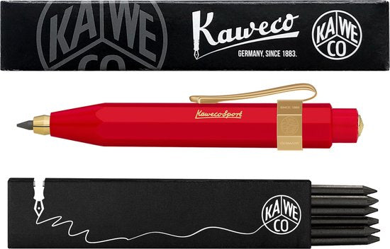 Kaweco - Vulpotlood 3,2 - Classic Sport - Nostalgic Octagonal Clip Vergoldet - Rood - Met doosje vullingen