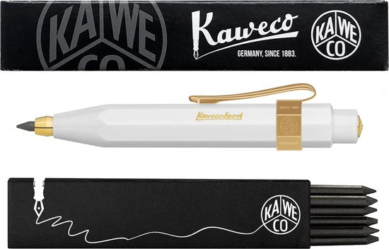 Kaweco - Vulpotlood 3,2 - Classic Sport - Nostalgic Octagonal Clip Vergoldet - Wit - Met doosje vullingen