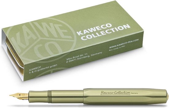 Kaweco Cadeauset - Kaweco Collection AL Sport Olivine - Vulpen - Nostalgic Octagonal Clip Vergoldet - Fine - Vintage blikje - Extra Doosje Vullingen