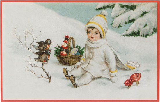 Nostalgische kerstkaarten - 16 stuks - Klassieke Vintage afbeeldingen - Winter - Sneeuw - Feestelijk - Jaarwisseling - Oude Brocante kerstkaarten