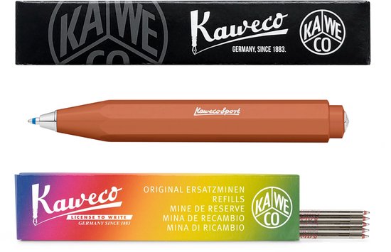 Kaweco - Balpen - Skyline Sport - Fox (Roodbruin) - Met doosje Balpenvullingen MEDIUM ROOD