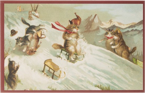 Nostalgische kerstkaarten - 9 stuks - Klassieke Vintage afbeeldingen - Winter - Sneeuw - Feestelijk - Jaarwisseling - Oude Brocante kerstkaarten