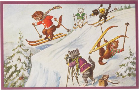 Nostalgische kerstkaarten - 9 stuks - Klassieke Vintage afbeeldingen - Winter - Sneeuw - Feestelijk - Jaarwisseling - Oude Brocante kerstkaarten