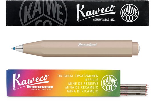 Kaweco - Balpen - Skyline Sport - Macchiato (Bruin) - Met doosje Balpenvullingen MEDIUM ROOD