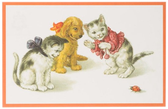 Nostalgische kaarten - 4 stuks - Klassieke Vintage afbeeldingen - nostalgische ansichtkaarten - prentbriefkaart - dieren - kinderen - Feestelijk - verjaardag -Oude Brocante briefkaarten