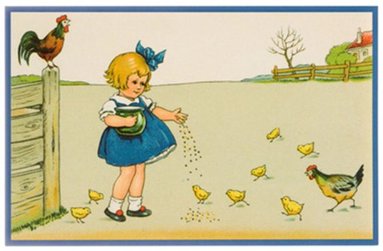 Nostalgische kaarten - 4 stuks - Klassieke Vintage afbeeldingen - nostalgische ansichtkaarten - prentbriefkaart - dieren - kinderen - Feestelijk - verjaardag -Oude Brocante briefkaarten