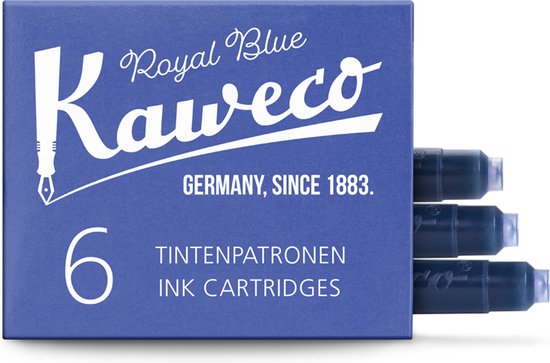 Kaweco - Cadeauset - 4delig - Kaweco Vulpen COLLECTION Sport fountain pen - Mellow Blue - Breed - Nostalgic Octagonal Clip Chrome - Zwart Vintage blikje - Doosje Royal Blue - Doosje zwarte Vullingen