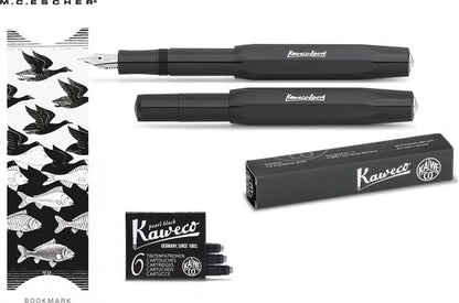 Kaweco Vulpen Sport Skyline BLACK (MEDIUM) met doosje vullingen en boekenlegger