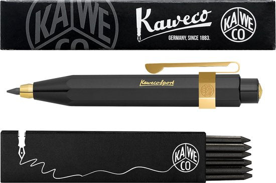 Kaweco - Vulpotlood 3,2 - Classic Sport - Oktogonal Clip Vergoldet - Zwart - Met doosje vullingen