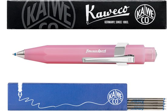 Kaweco - Balpen - Clip chrome - Frost - Blush Pitaya - Doosje Blauwe balpen vullingen