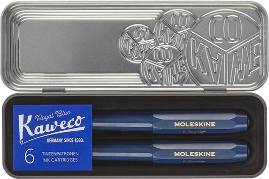 Moleskine X Kaweco Pen set, Vulpen Medium & Balpen 1,0mm, Blauw