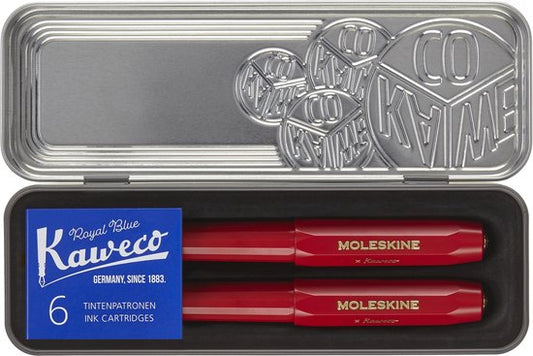 Moleskine X Kaweco Stifte-Set, Vulpen Medium & Balpen 1,0mm, Rood
