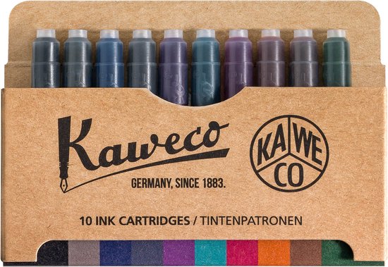 Kaweco - Vulpen Perkeo INFRARED - MEDIUM - Clip Silver - doosje Gekleurde Vulpenvullingen - doosje zwarte Vulpeninkt