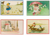 Nostalgische kaarten - 4 stuks - Klassieke Vintage afbeeldingen - nostalgische ansichtkaarten - prentbriefkaart - dieren - kinderen - Feestelijk - verjaardag -Oude Brocante briefkaarten