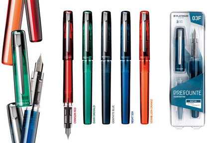 Platinum - Preppy - Prefounte Vulpen - Fine - Dark Emerald - Met Paarse vullingen