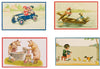 Nostalgische kaarten - 4 stuks - Klassieke Vintage afbeeldingen - nostalgische ansichtkaarten - prentbriefkaart - dieren - kinderen - Feestelijk - verjaardag -Oude Brocante briefkaarten