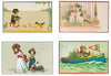 Nostalgische kaarten - 4 stuks - Klassieke Vintage afbeeldingen - nostalgische ansichtkaarten - prentbriefkaart - dieren - kinderen - Feestelijk - verjaardag -Oude Brocante briefkaarten