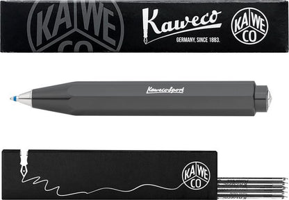 Kaweco - Balpen - Skyline Sport - Grey (Grijs) - Met doosje Balpenvullingen MEDIUM Zwart