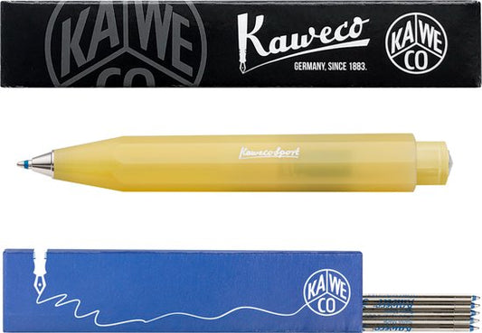 Kaweco - Balpen - Frosted Sport - Sweet Banana - Met doosje Balpenvullingen MEDIUM Blauw