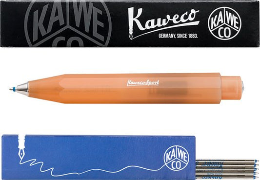 Kaweco - Balpen - Frosted Sport - Soft Mandarin - Met doosje Balpenvullingen MEDIUM Blauw