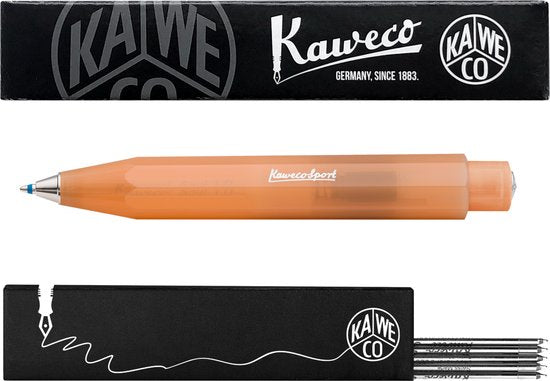Kaweco - Balpen - Frosted Sport - Soft Mandarin - Met doosje Balpenvullingen MEDIUM Zwart