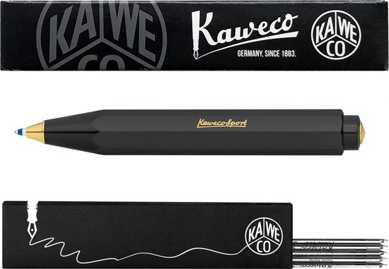 Kaweco - Balpen - Classic Sport - Zwart - Met doosje Balpenvullingen MEDIUM Zwart
