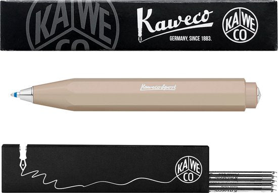 Kaweco - Balpen - Skyline Sport - Macchiato (Bruin) - Met doosje Balpenvullingen MEDIUM Zwart