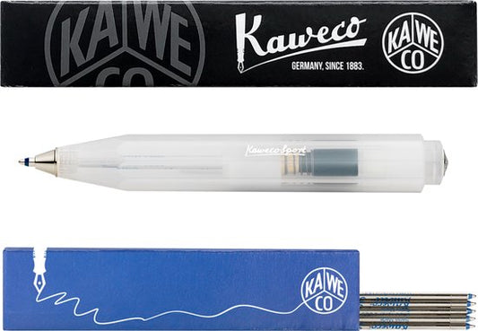 Kaweco - Balpen - Frosted Sport - Coconut (Natural) - Met doosje Balpenvullingen MEDIUM Blauw