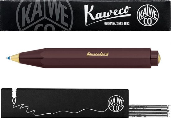 Kaweco - Balpen - Classic Sport - Aubergine - Met doosje Balpenvullingen MEDIUM Zwart