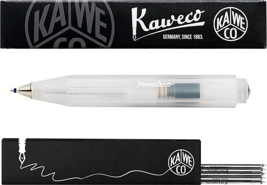 Kaweco - Balpen - Frosted Sport - Coconut (Natural) - Met doosje Balpenvullingen MEDIUM Zwart