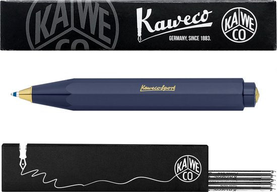 Kaweco - Balpen - Classic Sport - Blauw - Met doosje Balpenvullingen MEDIUM Zwart