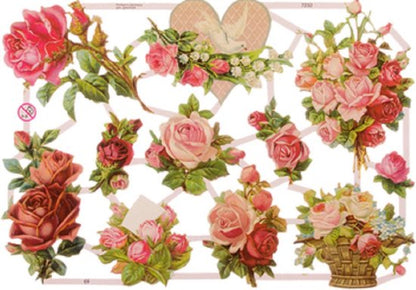 Poëzieplaatjes - 6 vellen - Bloemenmeisjes - Vissen - Vogels - Poezen - Vlinders - Bloemen - Poëziealbum - hobby - creatief - bulletjournaal - vriendenboek - dagboek - decoupage - knutselen - scrapbook