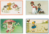 Nostalgische kaarten - 4 stuks - Klassieke Vintage afbeeldingen - nostalgische ansichtkaarten - prentbriefkaart - dieren - kinderen - Feestelijk - verjaardag -Oude Brocante briefkaarten