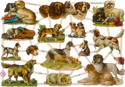 Poëzieplaatjes - 6 vellen - plaatjes - hobby - creatief - decoupage - knutselen - scrapboek met katten - vlinders - bloemen - vogels - honden - engelen