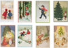 Nostalgische kerstkaarten - 8 stuks - Klassieke Vintage afbeeldingen - Winter - Sneeuw - Feestelijk - Jaarwisseling - Oude Brocante kerstkaarten