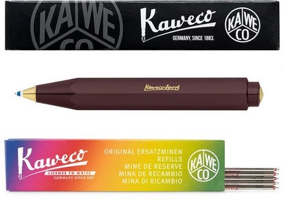 Kaweco - Balpen - Classic Sport - Aubergine - Met doosje Balpenvullingen MEDIUM ROOD