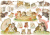 Poëzieplaatjes - Serie 1J - 6 vellen - plaatjes - hobby - creatief - decoupage - knutselen - scrapboek - met VLINDERS - KIKKERS - BOERDERIJ DIEREN - POEZEN - BLOEMEN - HONDEN