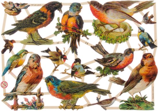 Poëzieplaatjes - 6 vellen - plaatjes - hobby - creatief - decoupage - knutselen - scrapboek met Katten - Vogels - Honden - Bloemen - Kikkers - Engelen