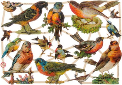 Poëzieplaatjes - 6 vellen - plaatjes - hobby - creatief - decoupage - knutselen - scrapboek met katten - vlinders - bloemen - vogels - honden - engelen