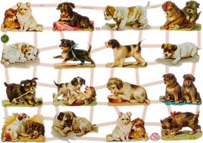 Poëzieplaatjes - Serie 1J - 6 vellen - plaatjes - hobby - creatief - decoupage - knutselen - scrapboek - met VLINDERS - KIKKERS - BOERDERIJ DIEREN - POEZEN - BLOEMEN - HONDEN