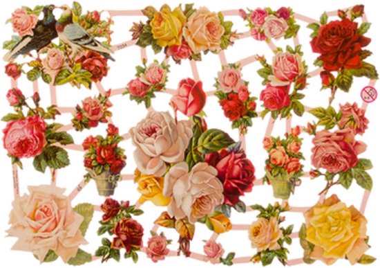 Poëzieplaatjes - Serie 1J - 6 vellen - plaatjes - hobby - creatief - decoupage - knutselen - scrapboek - met VLINDERS - KIKKERS - BOERDERIJ DIEREN - POEZEN - BLOEMEN - HONDEN