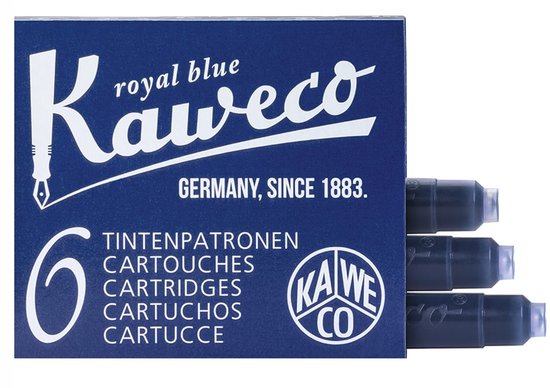 Kaweco - Collection - Vulpen - Medium - Honey - Zwart blikje - Oktogonal Clip Vergoldet - met doosje inktpatronen Royal Blue