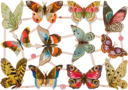 Poëzieplaatjes - 6 vellen - plaatjes - hobby - creatief - decoupage - knutselen - scrapboek met vlinders - kikkers - boerderijdieren - katten - bloemen - honden