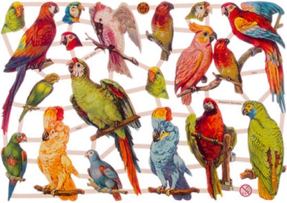 Poëzieplaatjes - 6 vellen - Bloemenmeisjes - Vissen - Vogels - Poezen - Vlinders - Bloemen - Poëziealbum - hobby - creatief - bulletjournaal - vriendenboek - dagboek - decoupage - knutselen - scrapbook