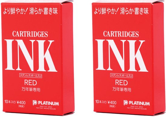 Platinum - Vulpeninkt - 2 doosjes patronen - Rood - 2x 10
